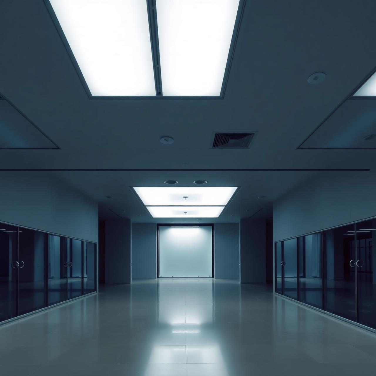 Oficina moderna iluminada con paneles LED